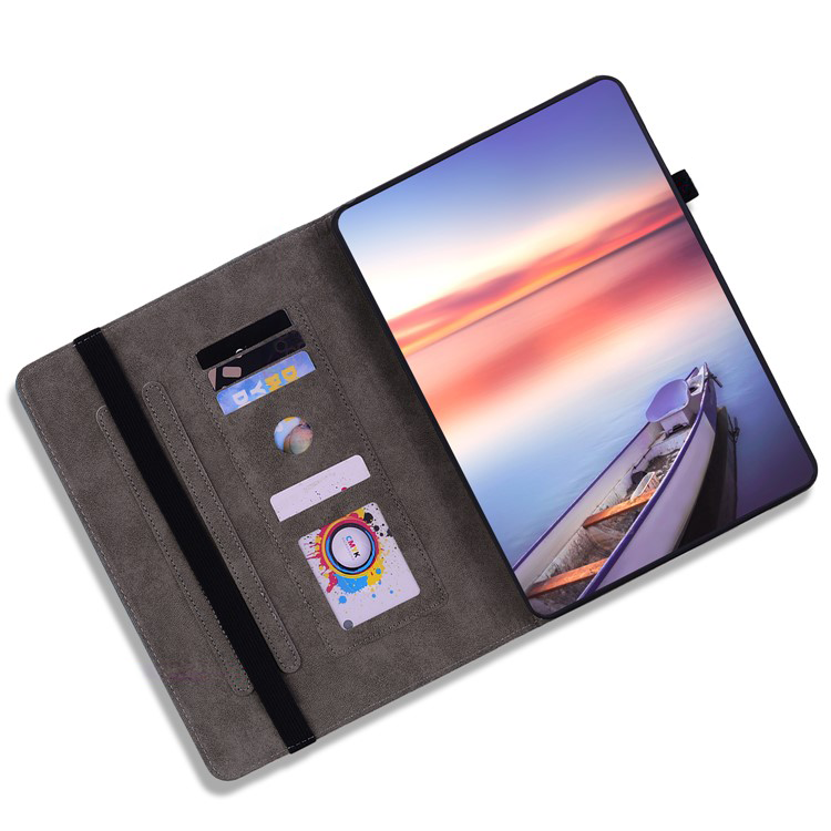 Samsung Galaxy Tab S10 Lite / S10 FE / Tab S9 FE / S9 Leder Tasche Flip Cover Rosen & Schmetterling Imprint   S-Pen Halterung - Lila