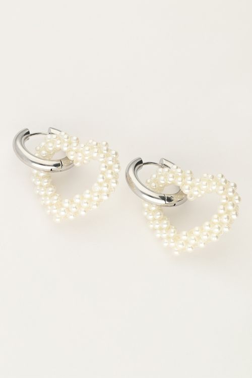 Statement oorringen hartje met parels