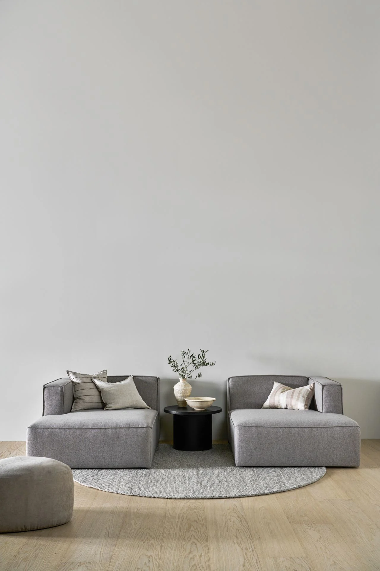 Modulsofa sjeselong høyre grå - 114x154x73 cm
