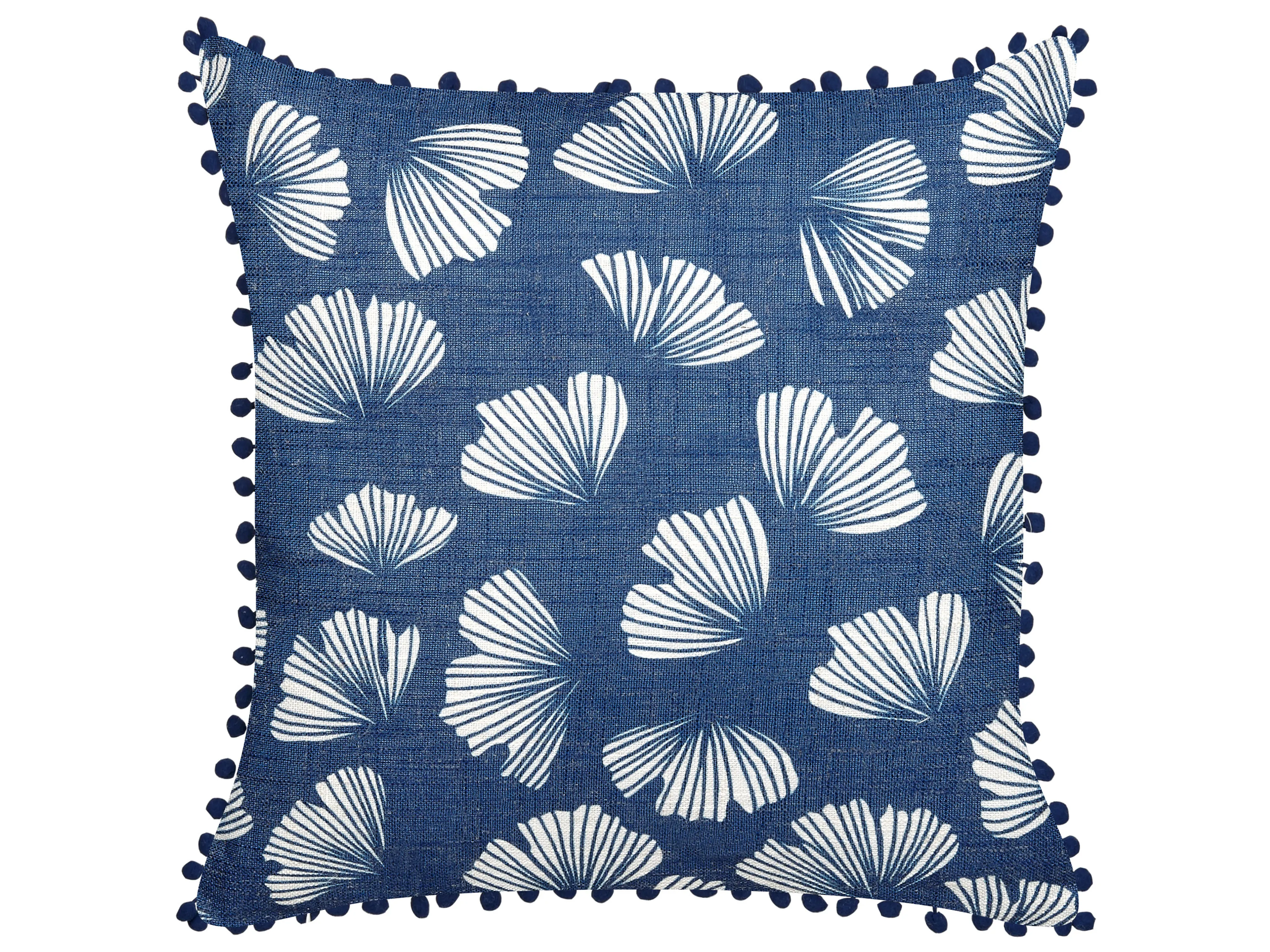 Set van 2 sierkussens DANDELION 45 x 45 cm Donkerblauw bladpatroon