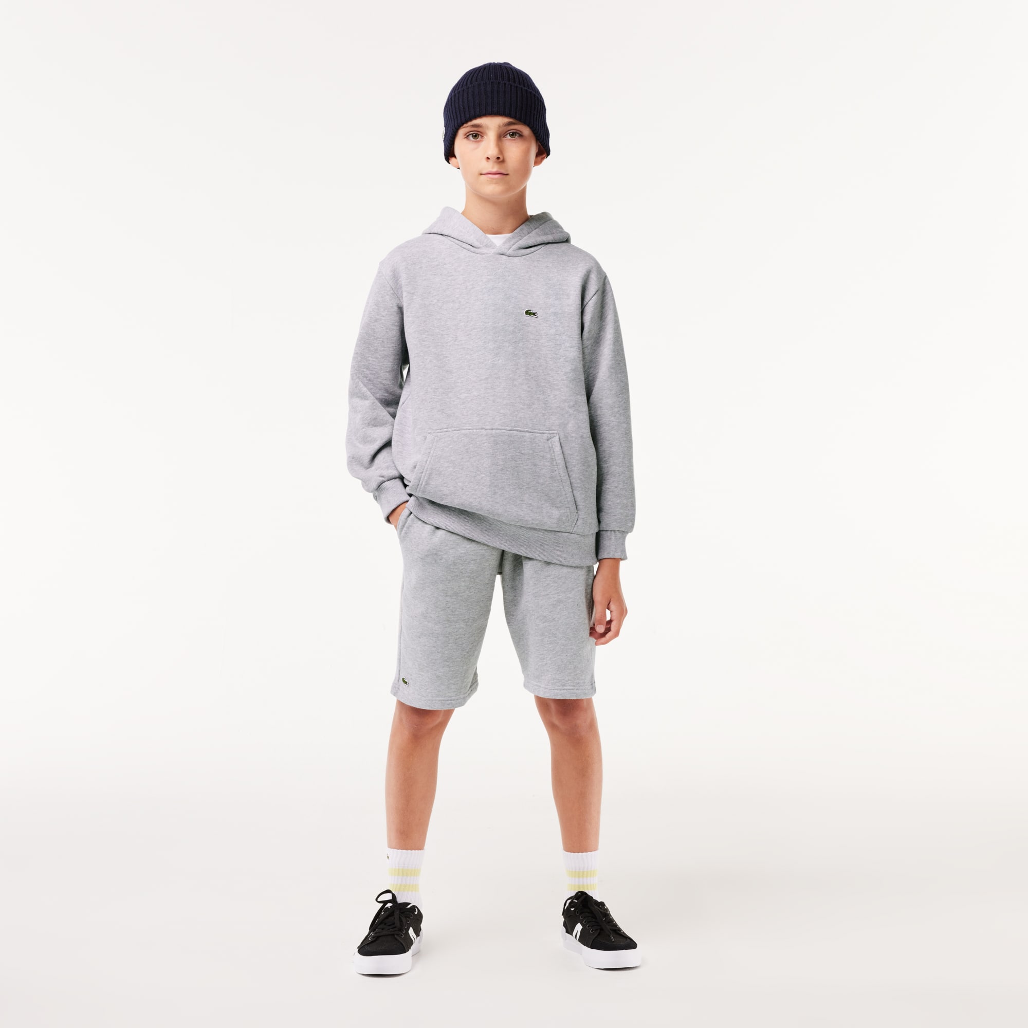 Sweatshirt à capuche enfant en molleton de coton biologique Pullovers & Sweatshirts - Gris - Lacoste - Enfant