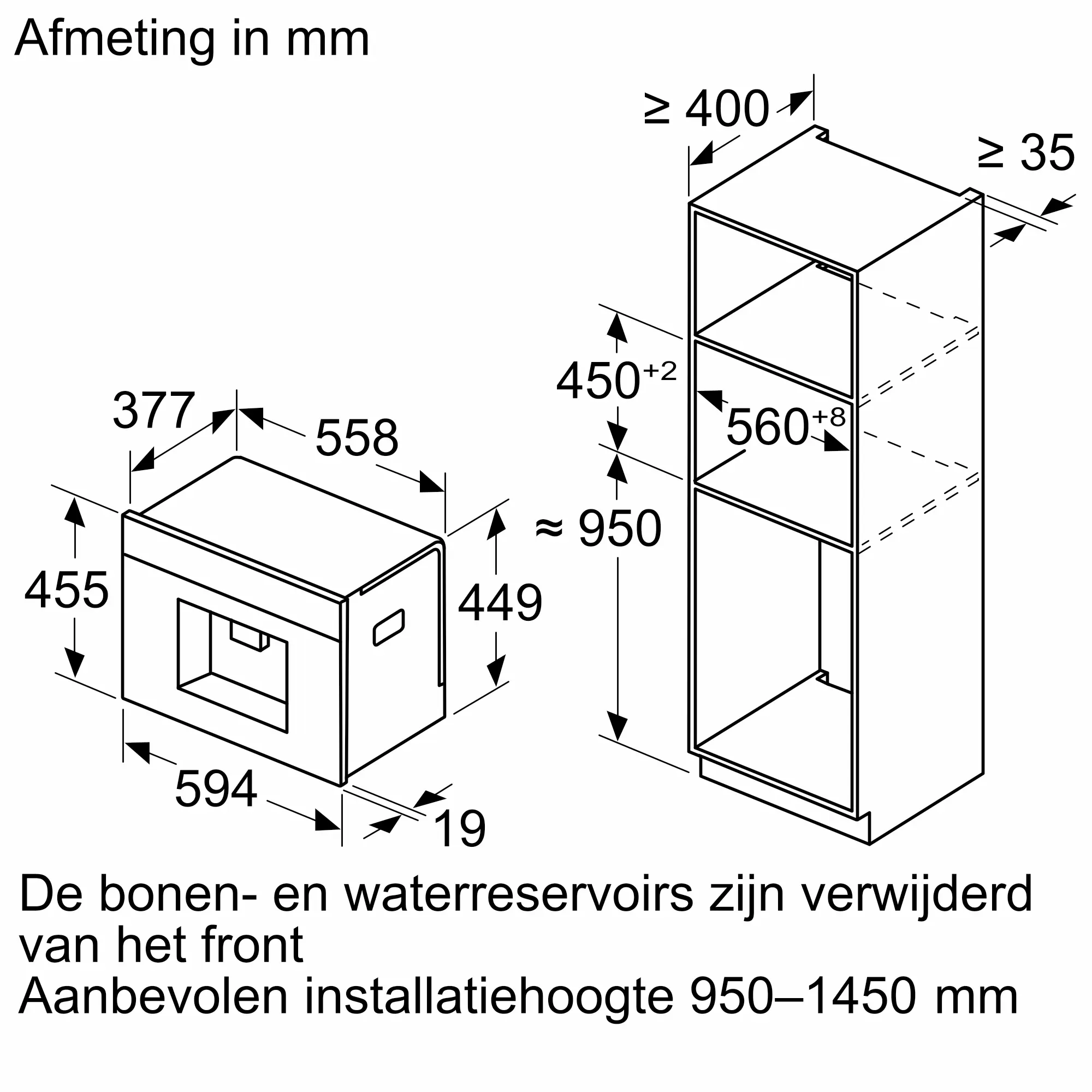 Serie 8 Inbouw koffie volautomaat Zwart