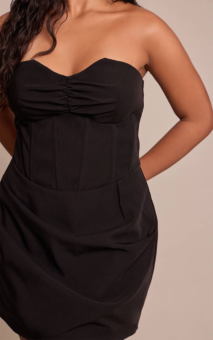 Noir Robe Mini Bandeau Corset Froncé Shape