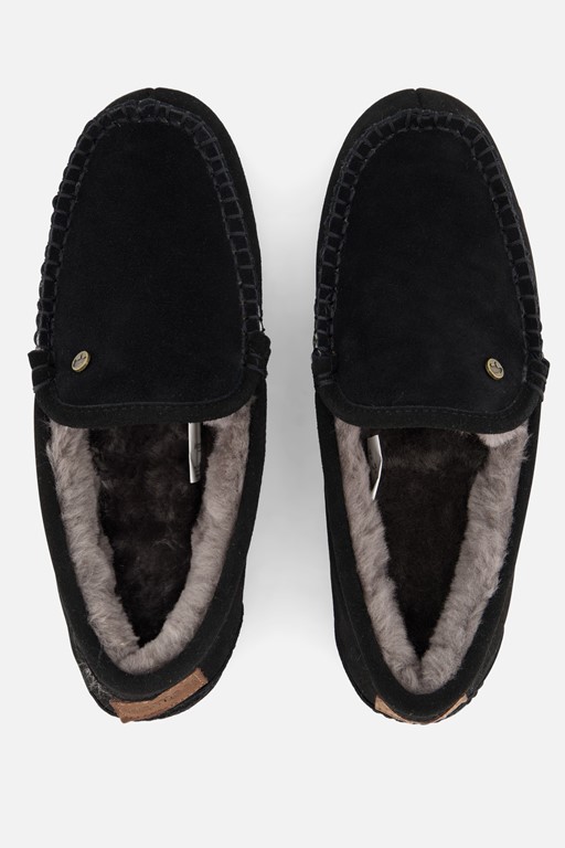 Warmbat Pantoffels zwart Suede
