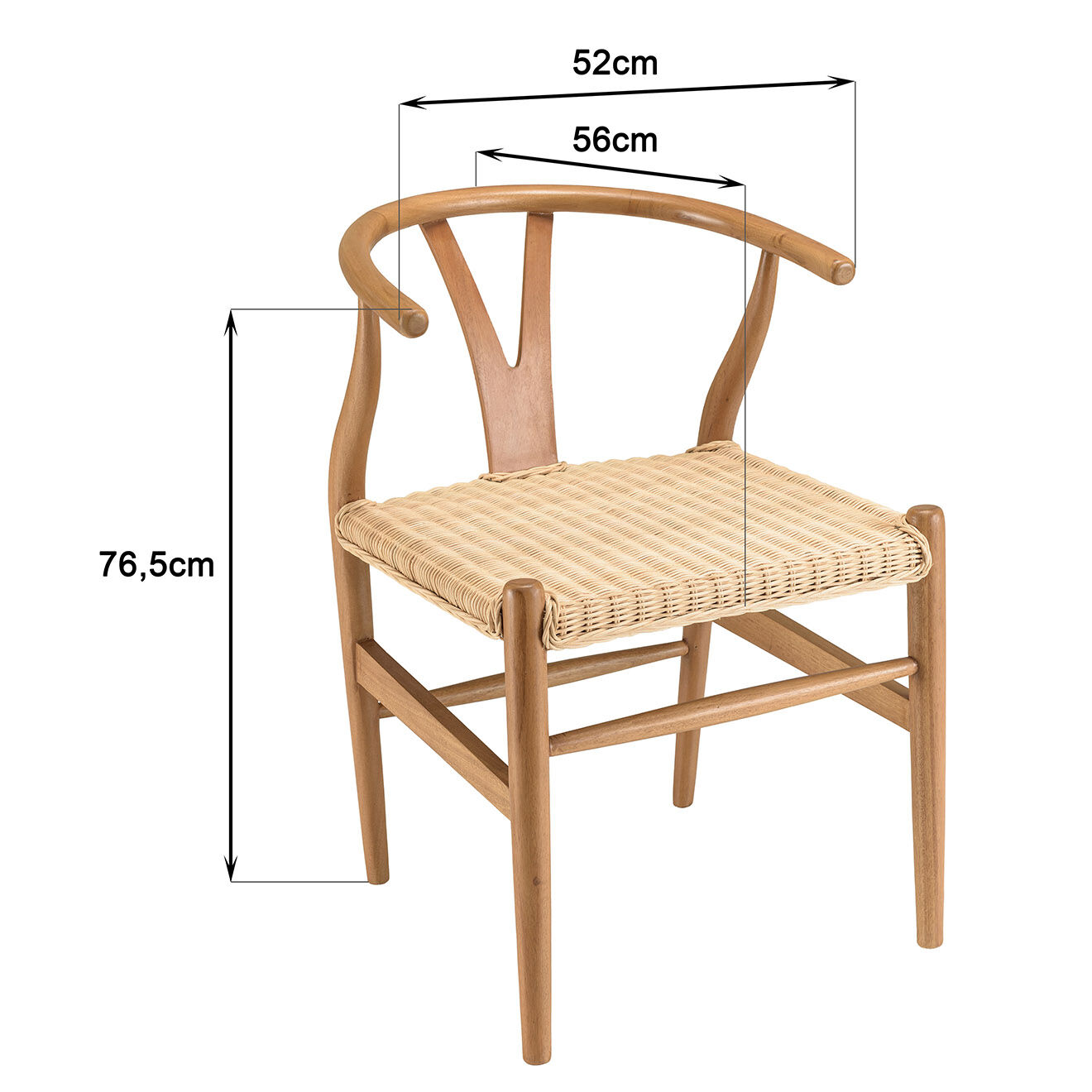 Macabane Chaise en bois de mahogany Will rotin - 52x56x76.5 cm