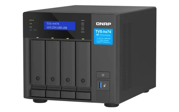 QNAP TVS-H474 - NAS-server - 4 bays - SATA 6Gb/s - RAID JBOD, 0, 1, 5, 6, 10, TM, RAID TP - RAM 8 GB - Gigabit Ethernet / 2.5 Gigabit Ethernet - iSCSI support