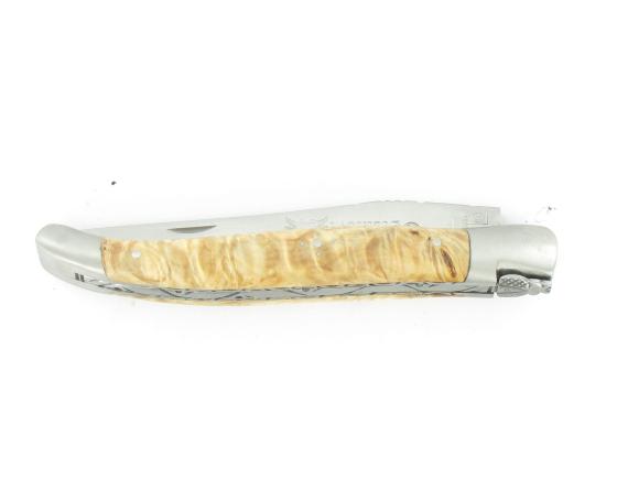 Laguiole 12 cm - Marronnier - Platines Guillochées - 2 mitres Couteau de poche par Laguiole en Aubrac