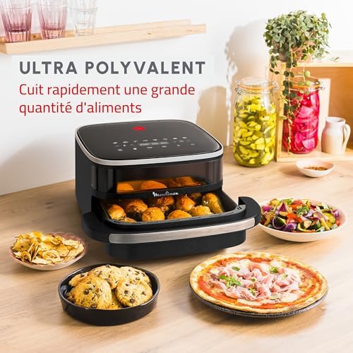 Moulinex Easy Fry air fryer, multicuiseur et four, 15 L, 9 programmes, friteuse sans huile, 3 niveaux de cuisson, compact, extra crisp, noir, AL556DF0, Acier Inoxydable : Cuisine et Maison