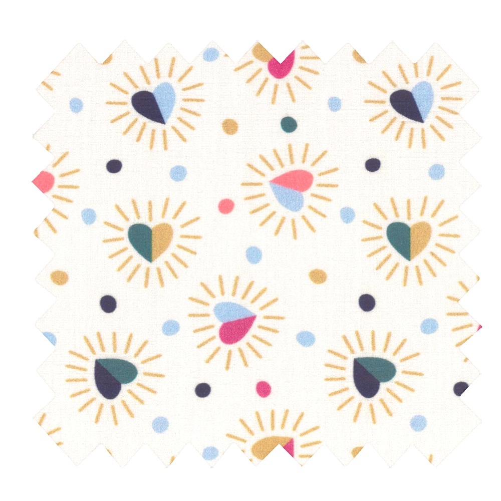 Tissu Coton Au Mètre Ex2307 Cœurs Scintillants Multicolores