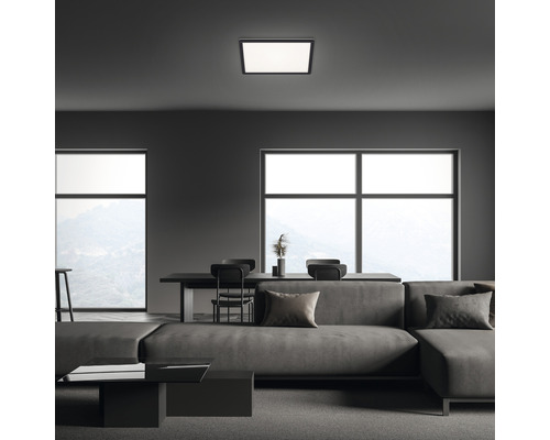 LED plafondlamp 18W 2400 lm 4000K 29,3x29,3 cm Slank zwart + Achtergrondverlichting