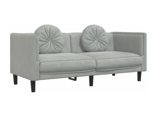 Ensemble de canapés 2 pièces avec coussins gris clair velours