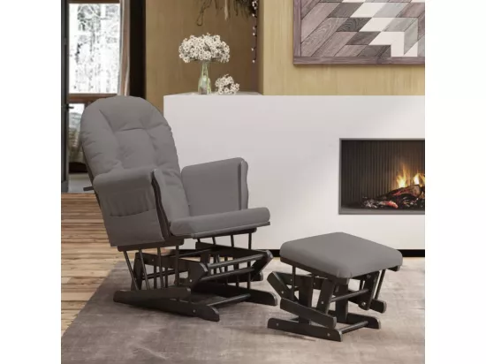 Chaise berçante avec repose-pied Gris foncé Tissu