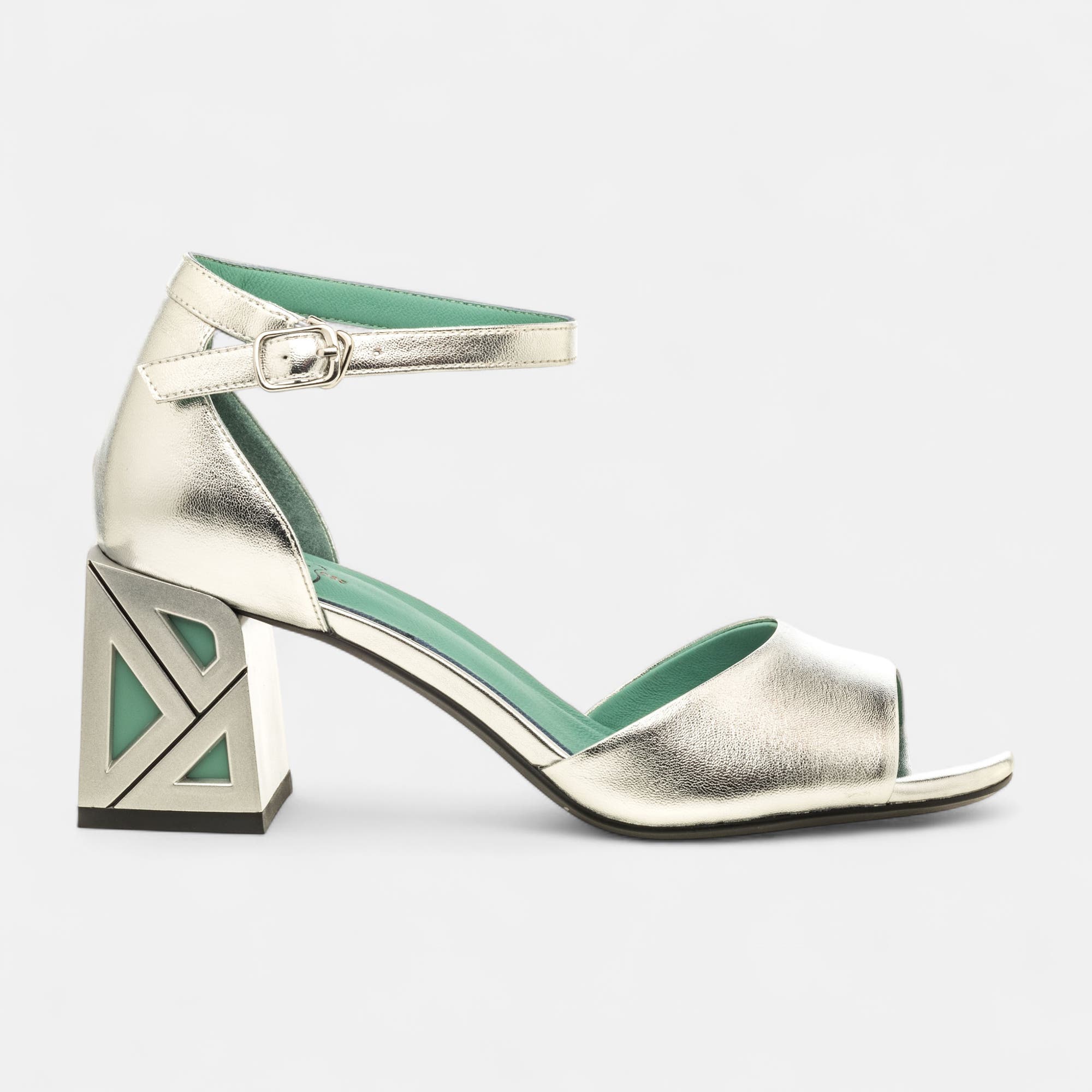 Nu-pieds à talon Femme en cuir argent