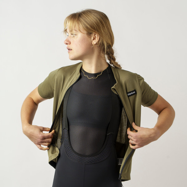 GripGrab EXPLR Merinotech kortærmet cykeltrøje Olive Green dame
