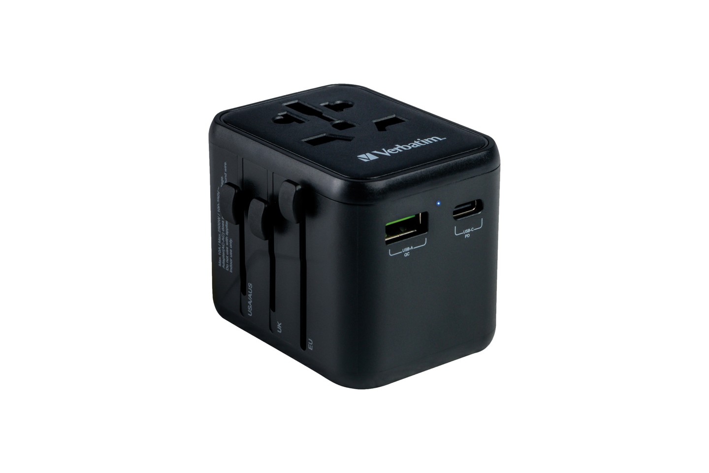 Verbatim - Universal rejseadapter UTA-02 PD20W/QC / 1xUSB / 1xType-C