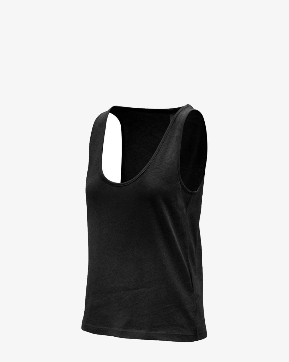 Lune Active Noa Linen Tank Zwart Damestop