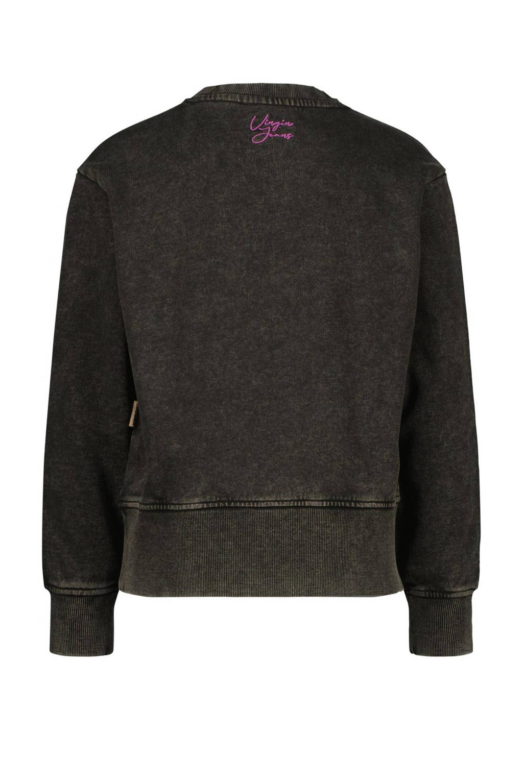 Vingino sweater Narou met tekst vergrijsd zwart