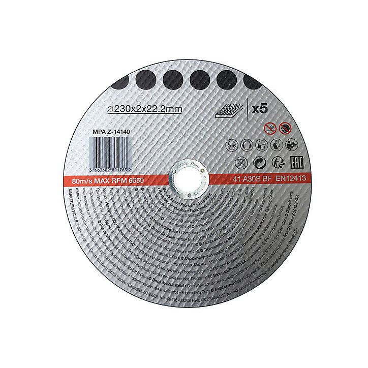 Disque de coupe métal 230x2x22,2 mm 5 pièces