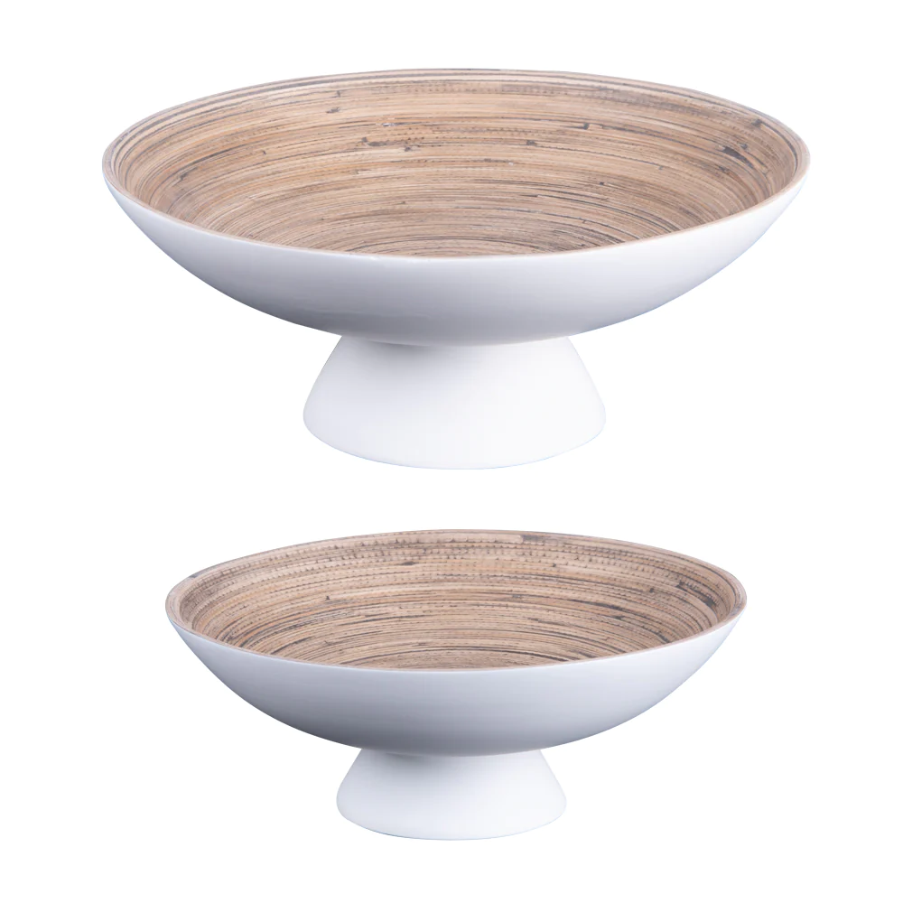 Set de 2 coupes sur pied en bambou blanc Table passion