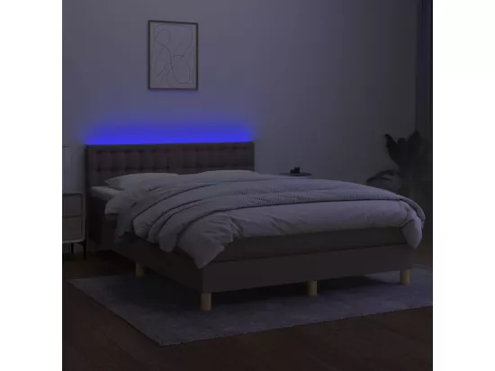 Sommier tapissier avec matelas et LED Taupe 140x190 cm Tissu