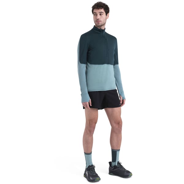 T-shirt thermique ICEBREAKER M MERINO 200 REALFLEECE DESCENDER LS HALF ZIP FATHOM GRN/CLOUD RAY/CB