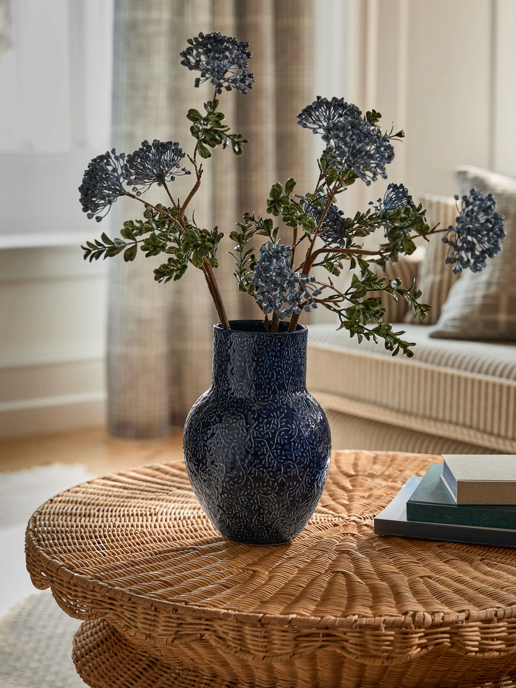 Ceramic Embossed Floral Vase
