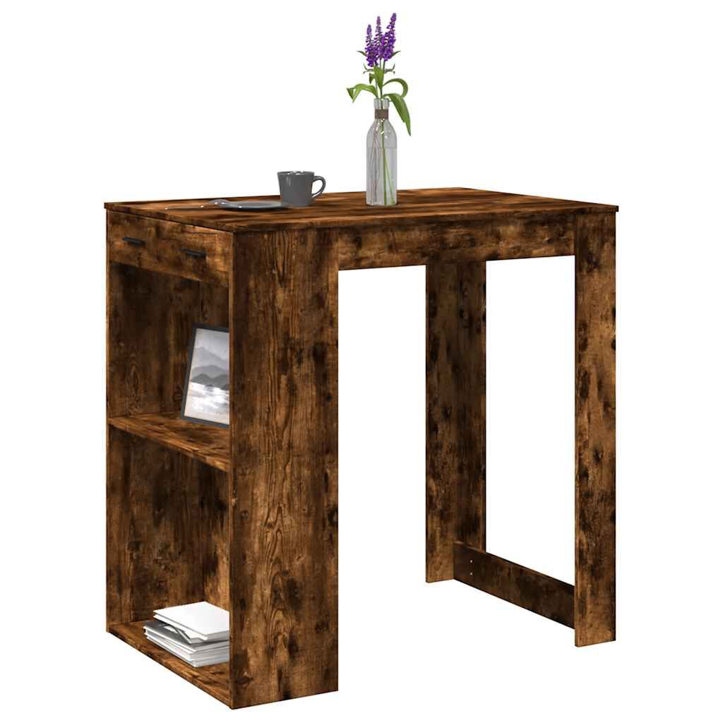 vidaXL Bartafel gerookt eikenhout 102x70x103,5 cm