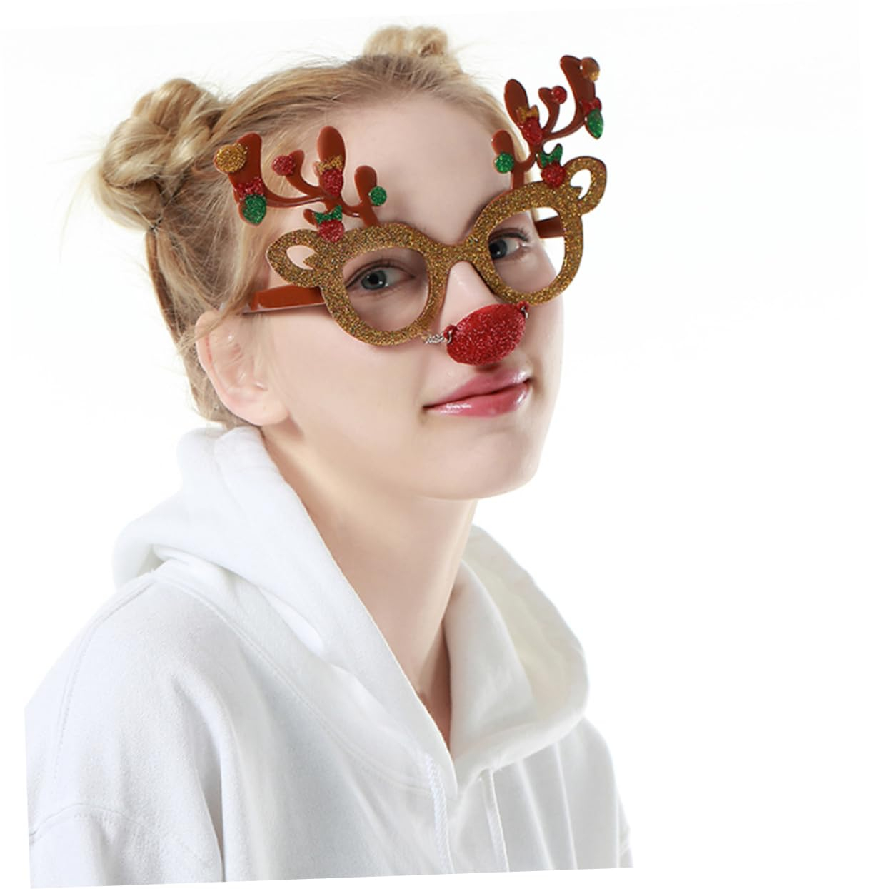 Photo Booth Weihnachts Party Brille Fotorequisite Rentier Foto Accessoire Dekorationen für lustige Bilder - Rudolph