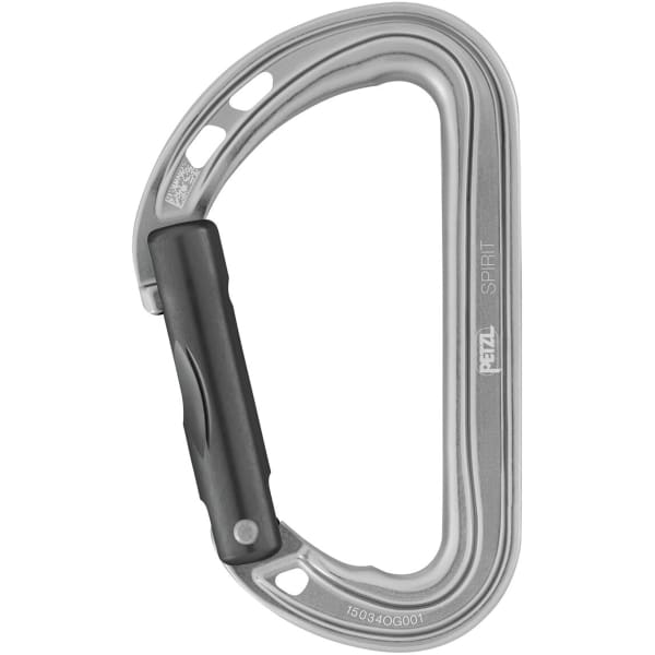 Mousqueton escalade PETZL SPIRIT STRAIGHT GATE GRIS