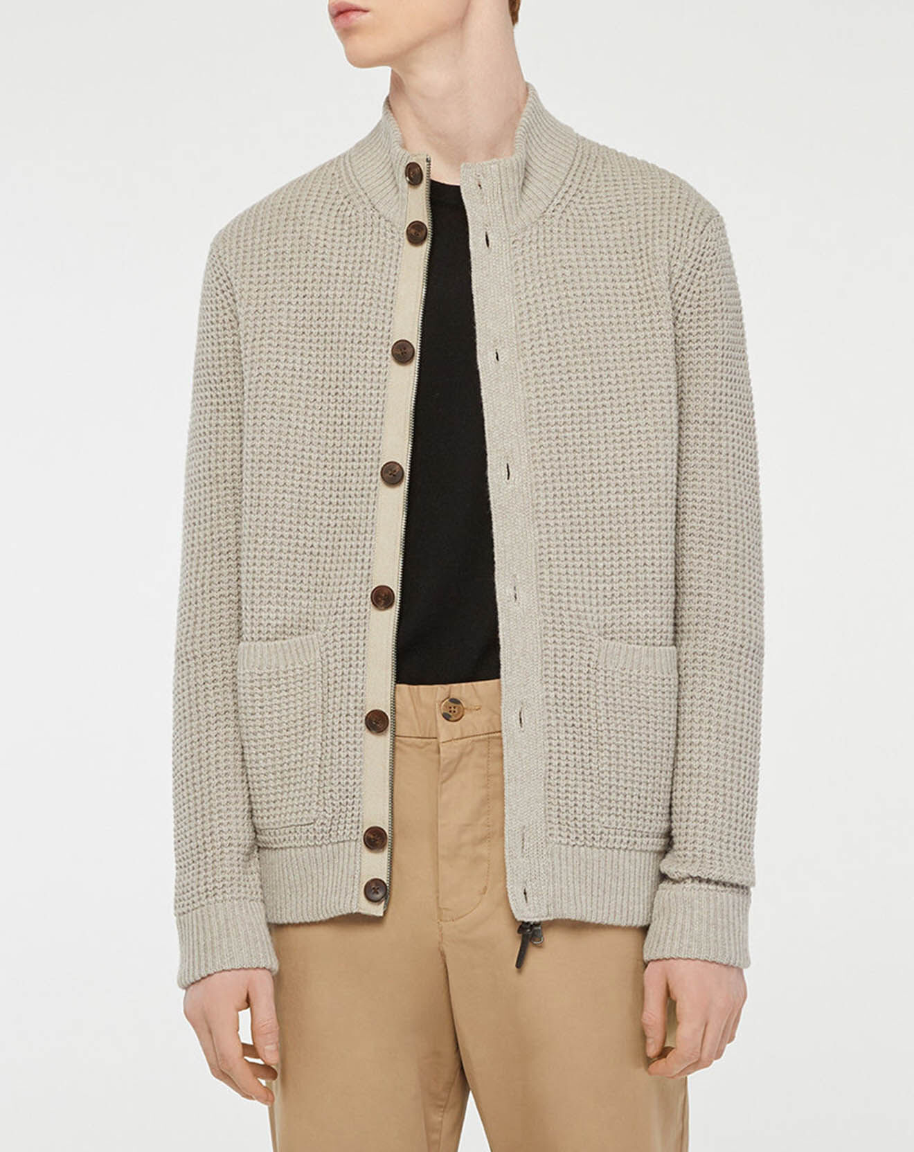 Hackett London Gilet en Laine & Cachemire mélangés texturé beige