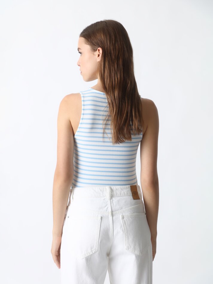 Body listrado - Branco/turquesa