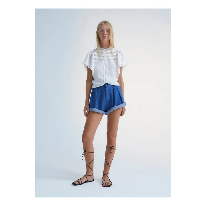 the new society Short Jean Woodland - Collection Femme | Bleu