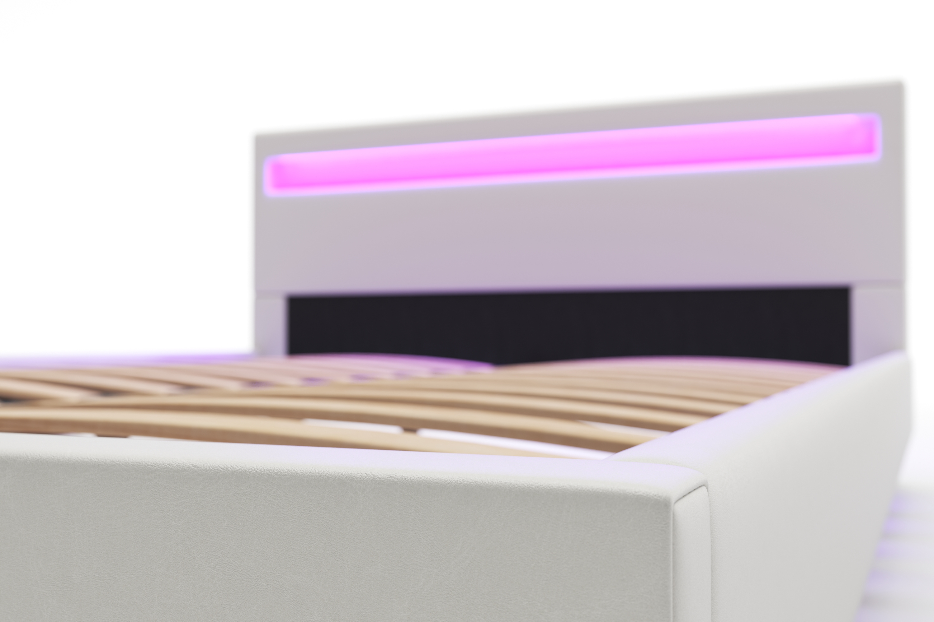 Lederbett LED DREAM 140 x 200 cm weiss