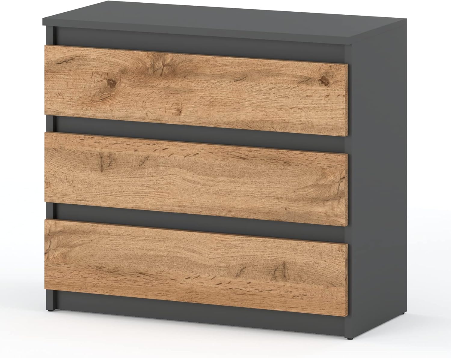 MRBLS Kommode mit 3 Schubladen Sideboard Schubladenschrank Kleiderschrank Modern Möbel mit Schubladen für Ihr Schlafzimmer (Grau Matt - Wotan) – 80 x 71,5 x 33,5 cm (B/H/T)