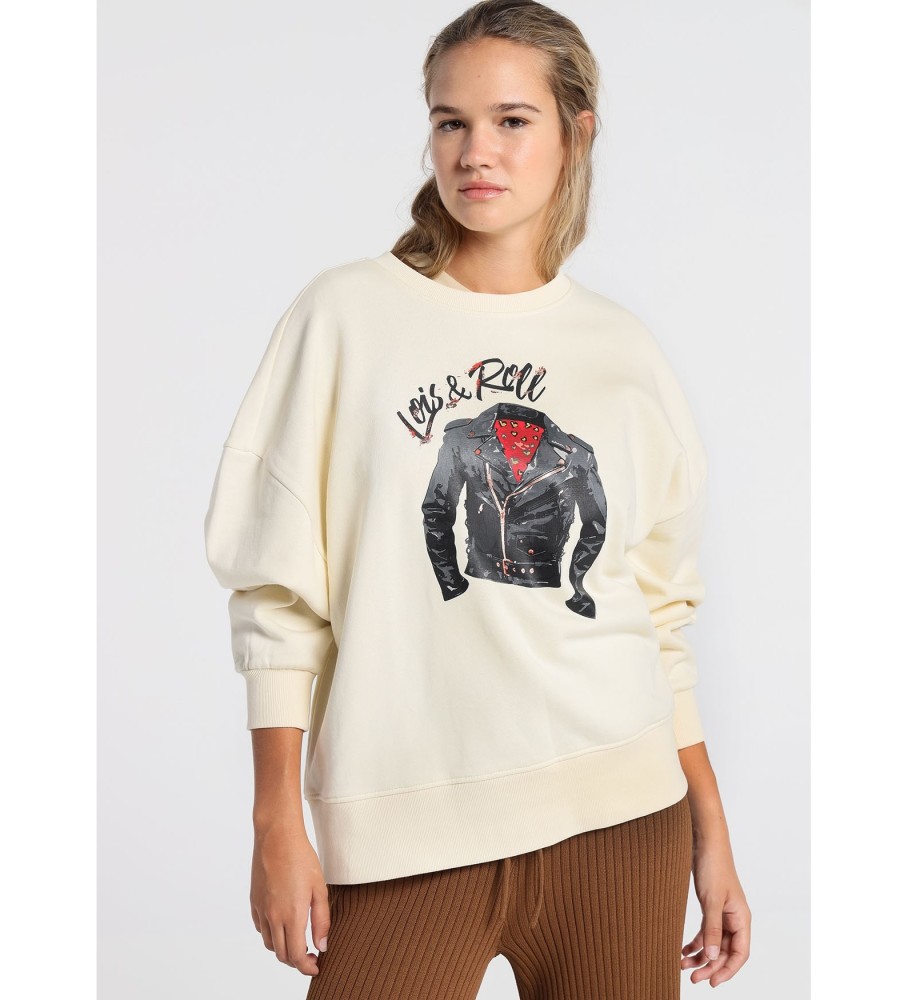 Moletom Lois Lois & Roll com ombros caídos, bege