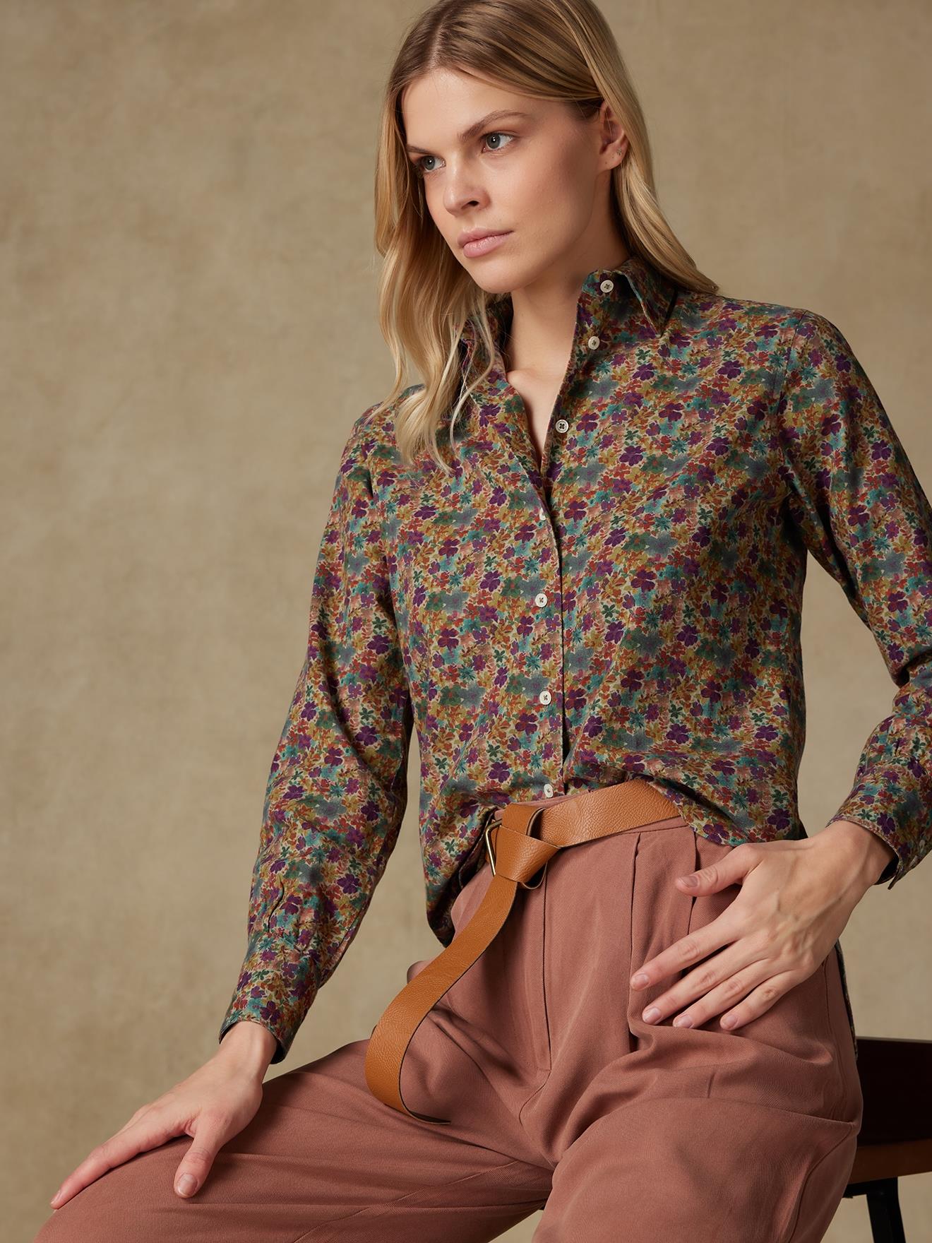 Chemise Albane en lin à motif floral