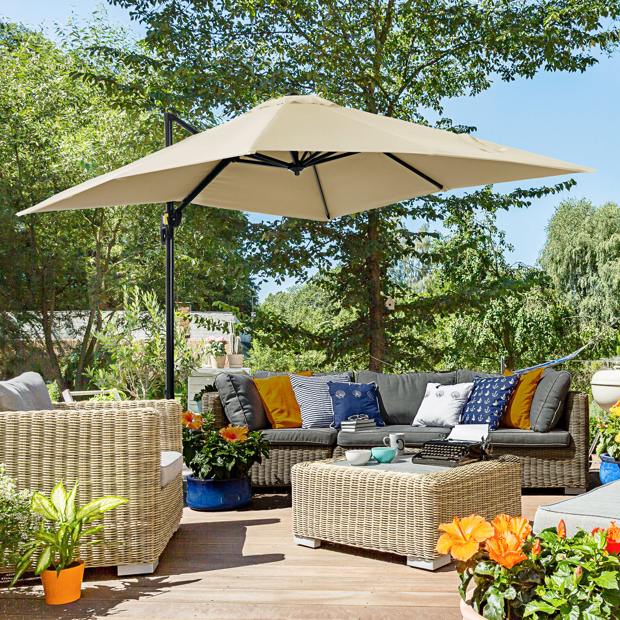 Guarda-sol de jardim Outsunny Cream