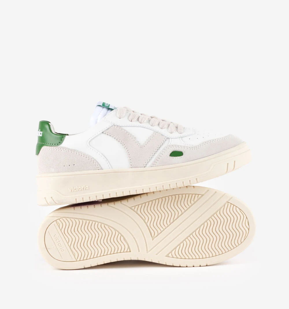SEUL RÉTRO EFFET CUIR & CUIR FENDU Baskets style rétro hommes et femmes VERDE