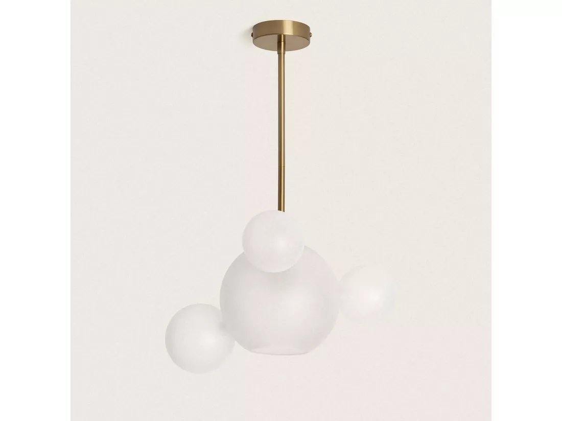 Suspension Métal et Verre Ludmila Blanc - Doré