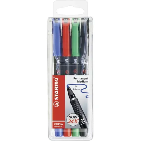 Folienstift - STABILO OHPen universal - permanent medium - 4er Pack - grün, rot, blau, schwarz