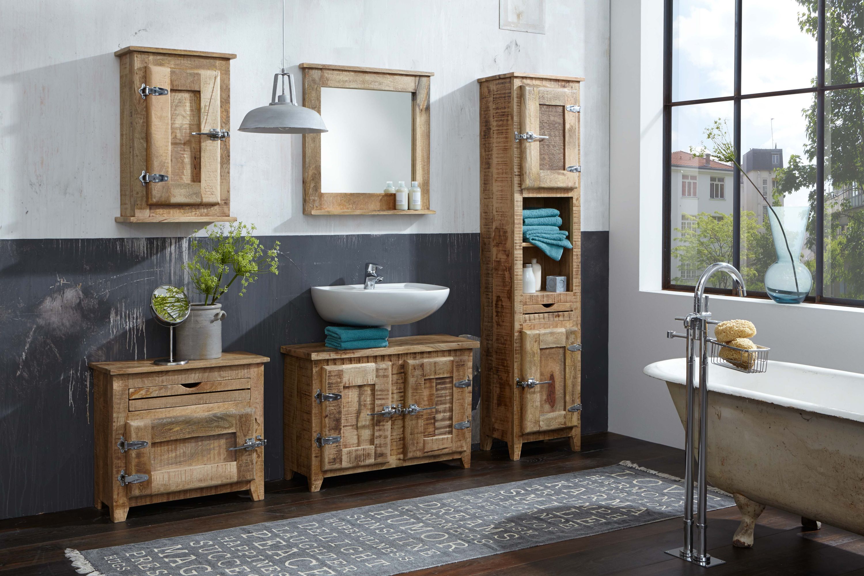 Spiegel Frigo Mangoholz Wandspiegel Flurspiegel Garderobenspiegel Wanddeko