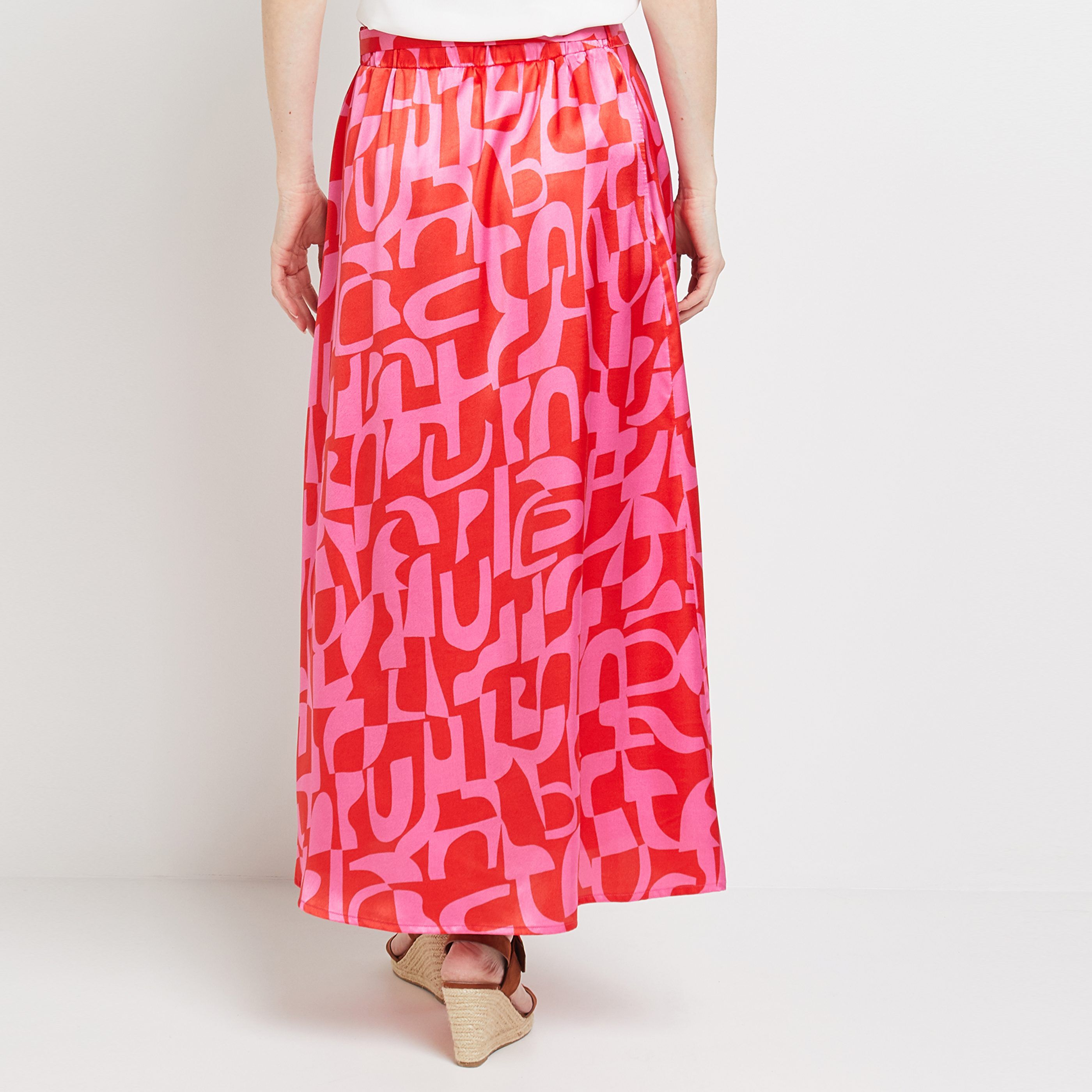 Jupe longue satinée femme - ROSE