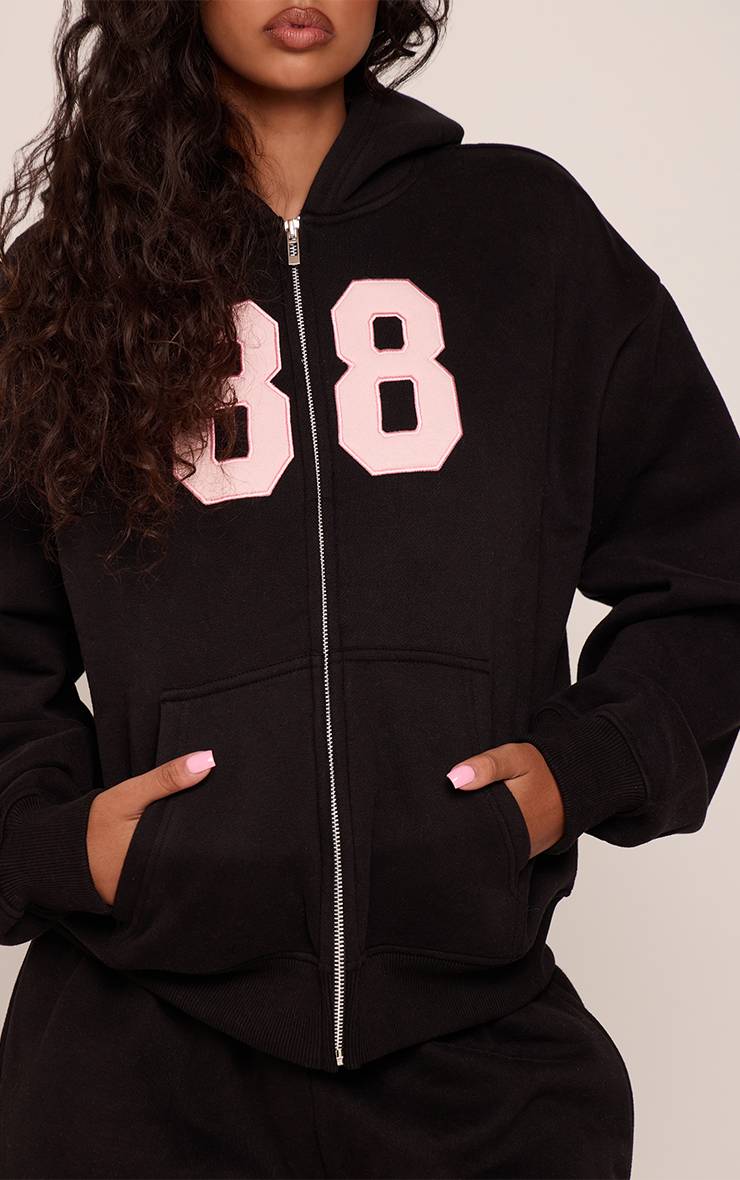 Noir Sweat À Casynthétiqueche Zippé Imprimé 88