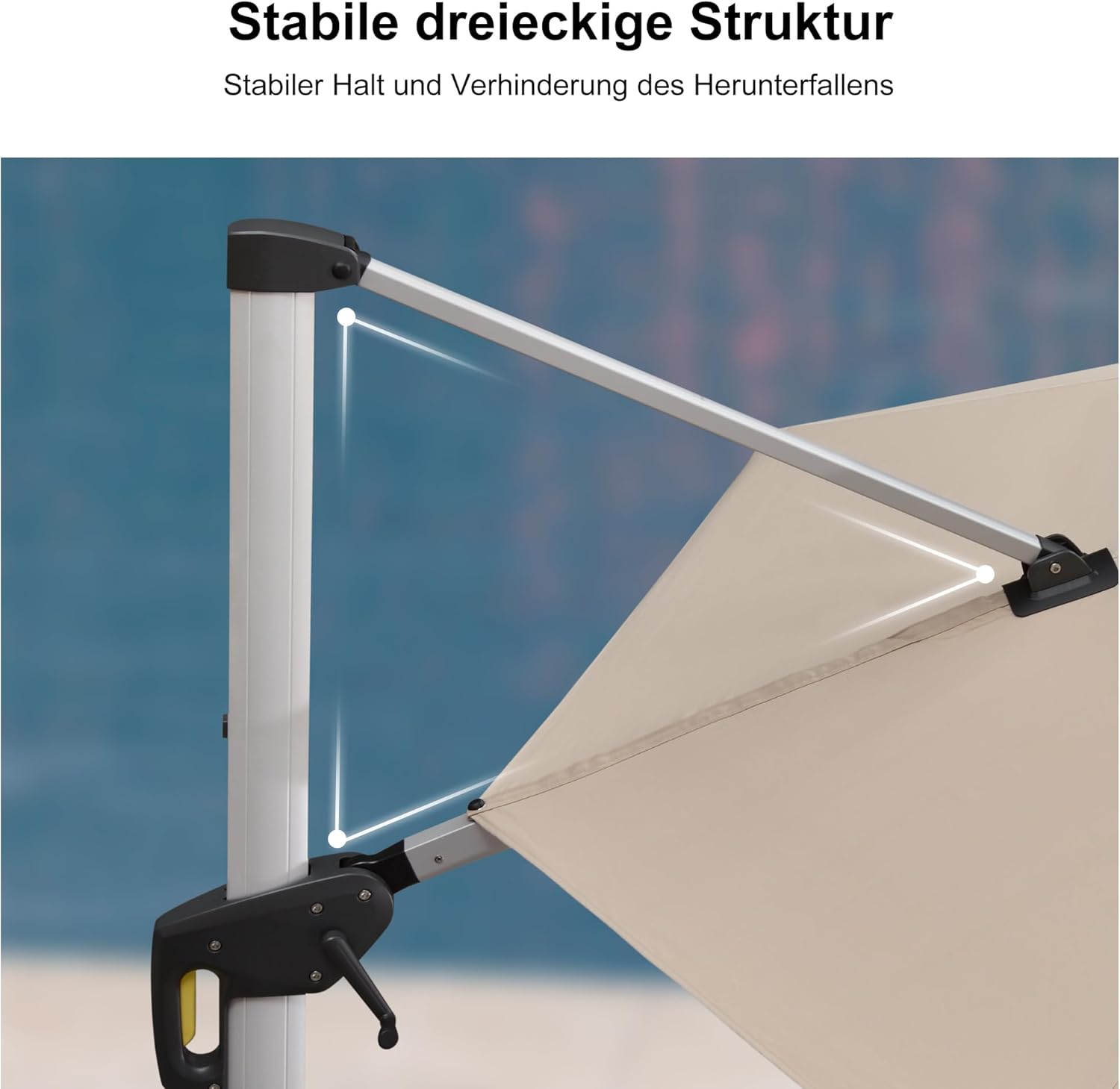 PURPLE LEAF Sonnenschirm 330 cm mit Schirmständer Ampelschirm Drehbar 360° Rotation Gartenschirm mit Kurbel, Marktschirm XXL Sonnenschutz UV50+, Beige