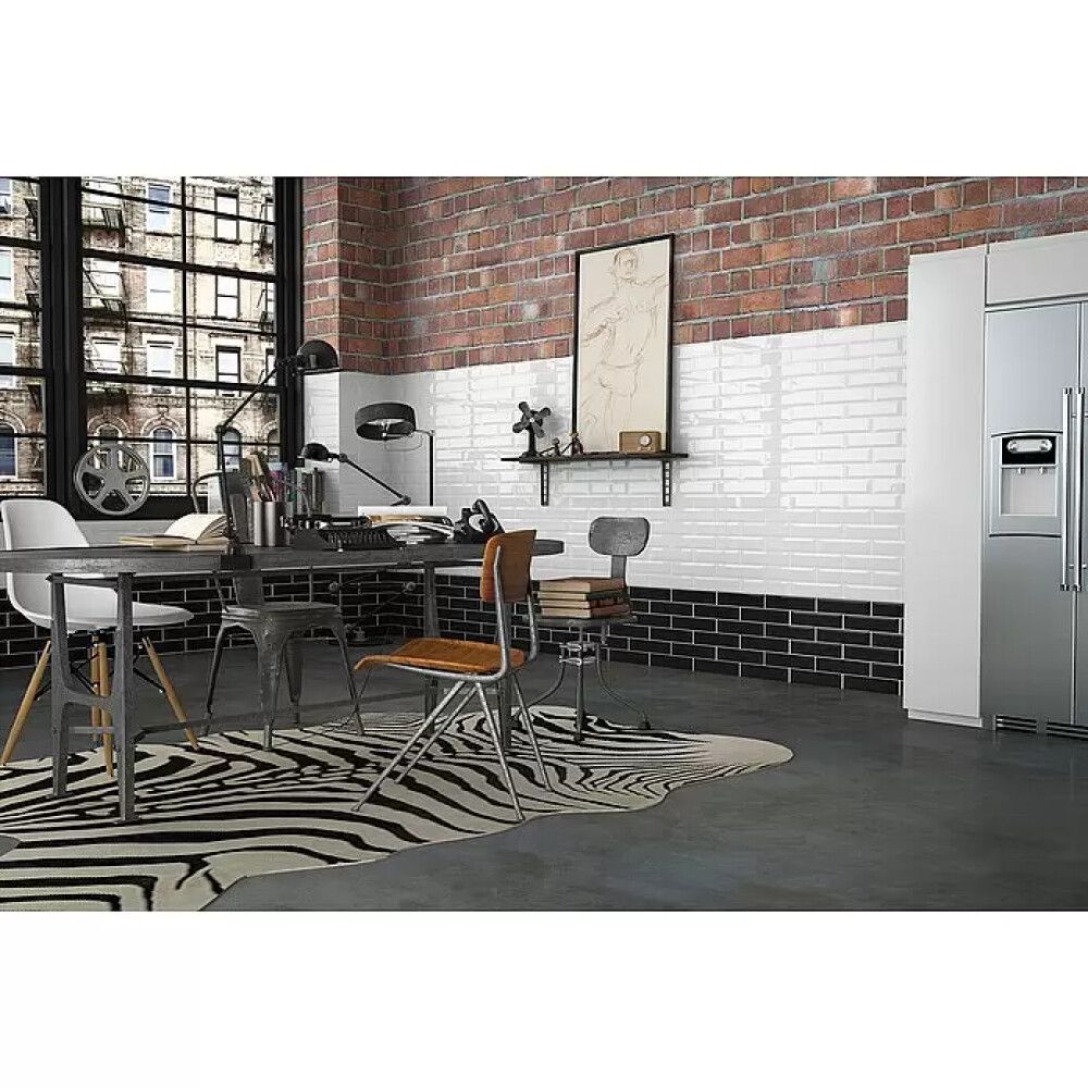 VEGGFLIS METRO FASADE KANTER 10X30CM 0,99M² HVIT BLANK