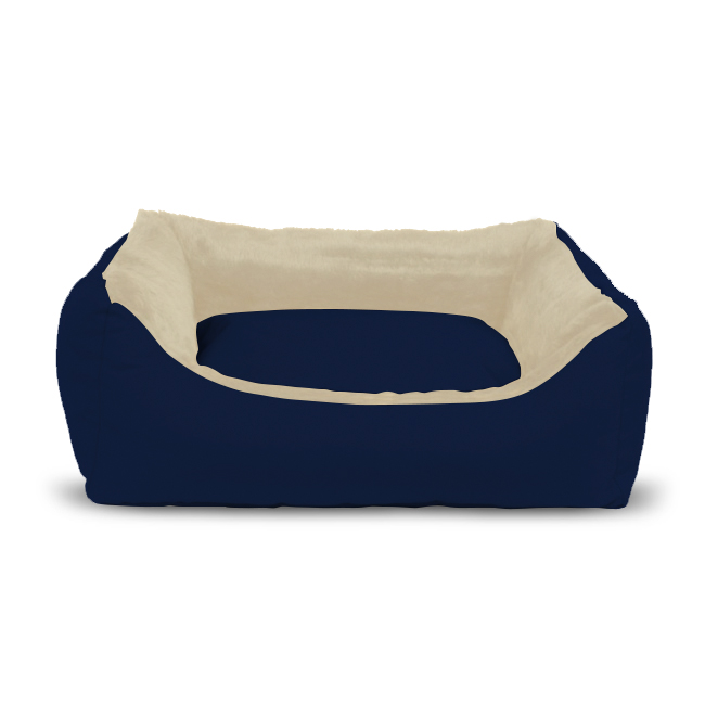 Cama GAUTY para cães e gatos, em tecido impermeável e pele sintética (bege e azul - 50 x 40 cm)