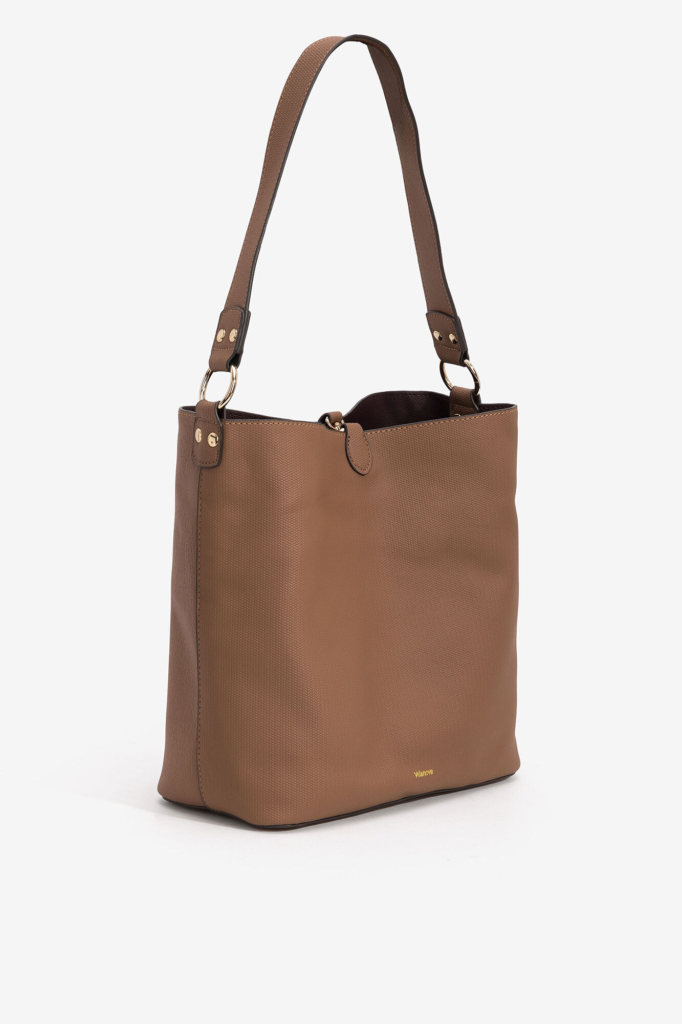 Bolsa de ombro reversível com estampa de cobra - marrom escuro