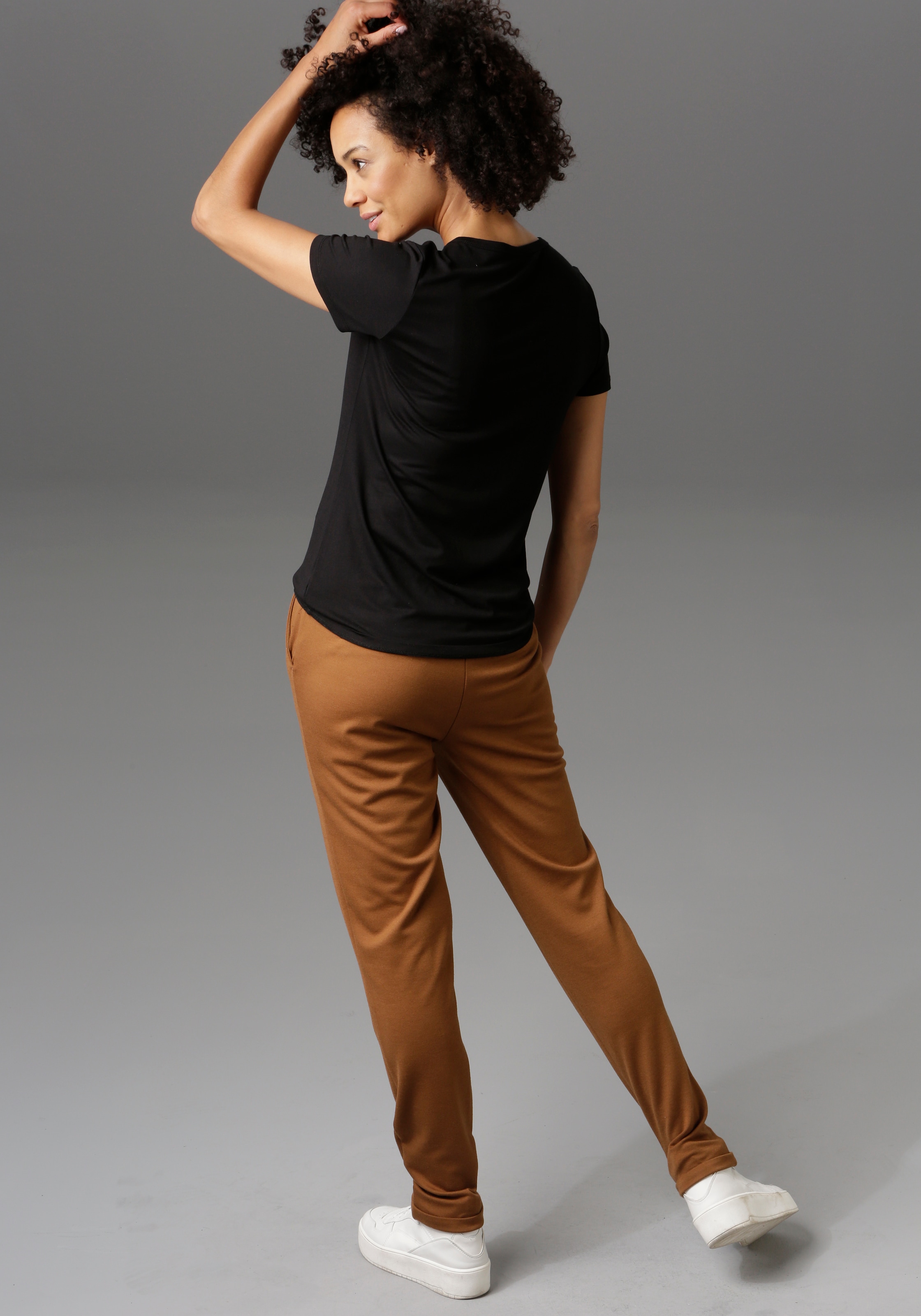 Aniston CASUAL Jerseyhose  mit Biesen verziert