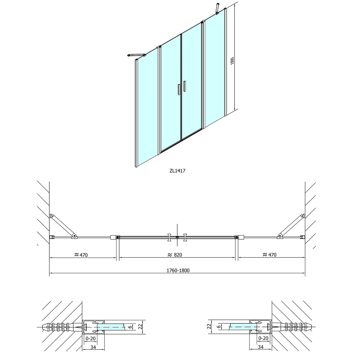 Polysan Zoom Line pendeldeur 180cm chroom