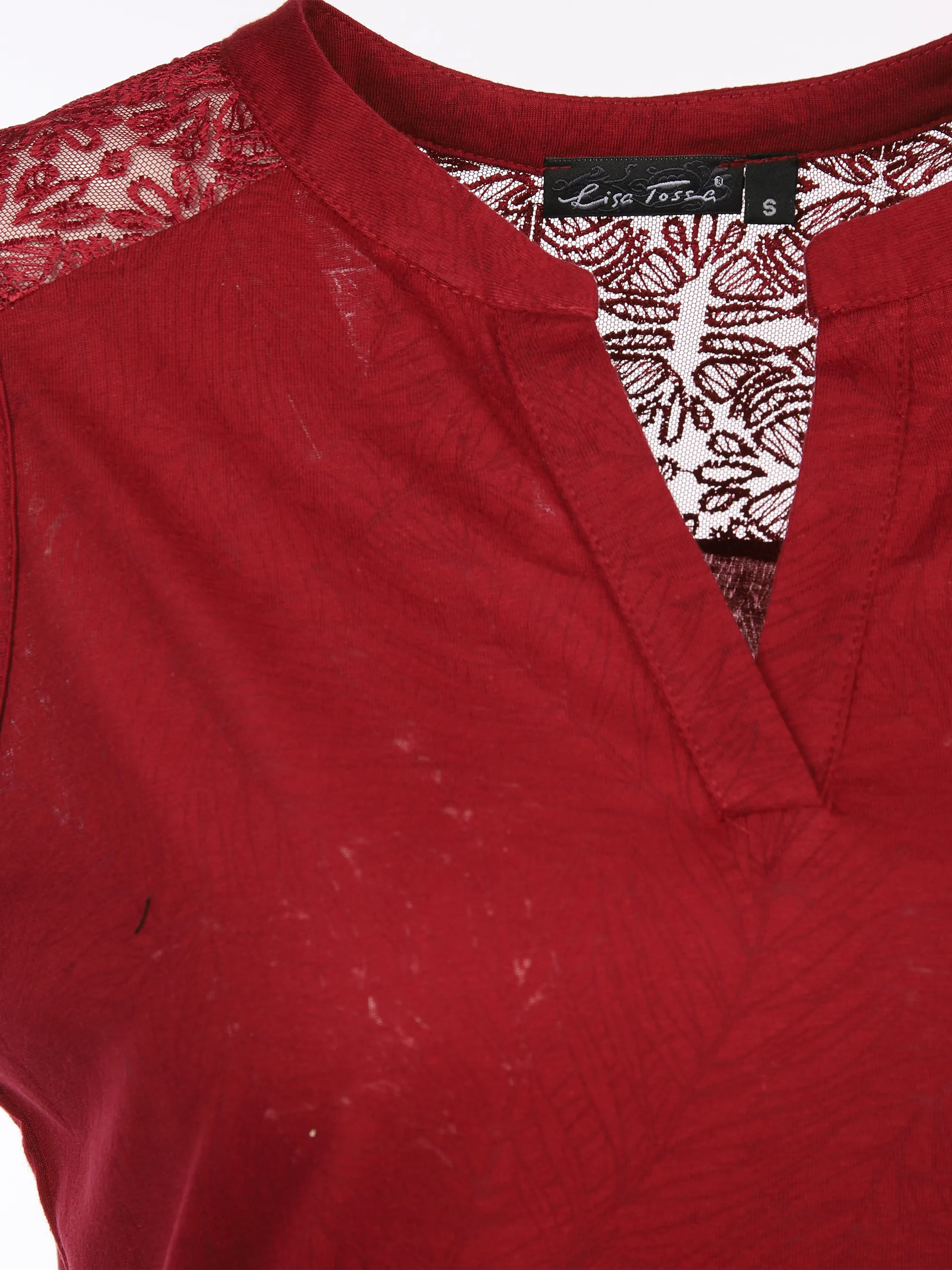 Damen Top mit Spitzenbesatz